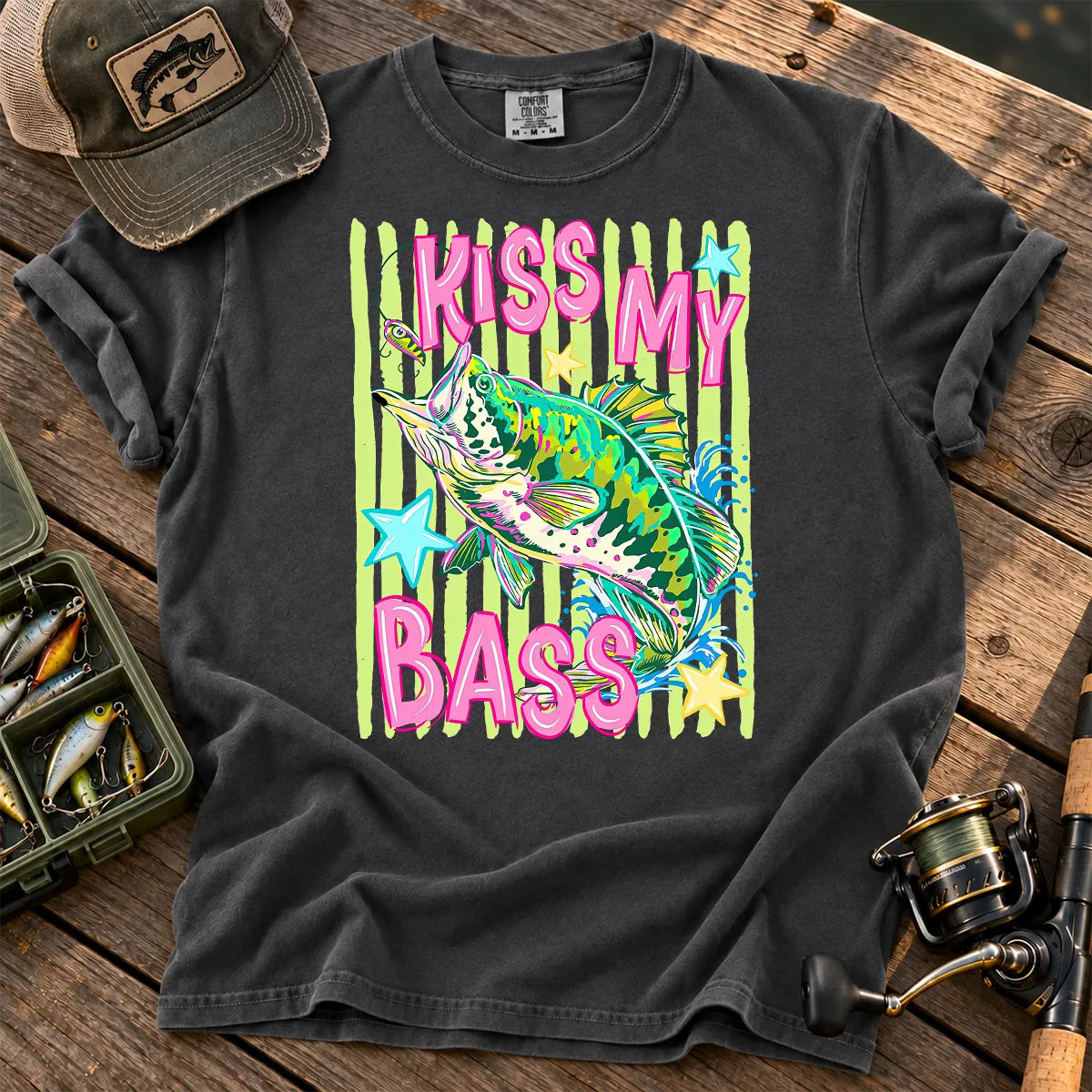 Kiss My Bass Neon T-Shirt in Pepper