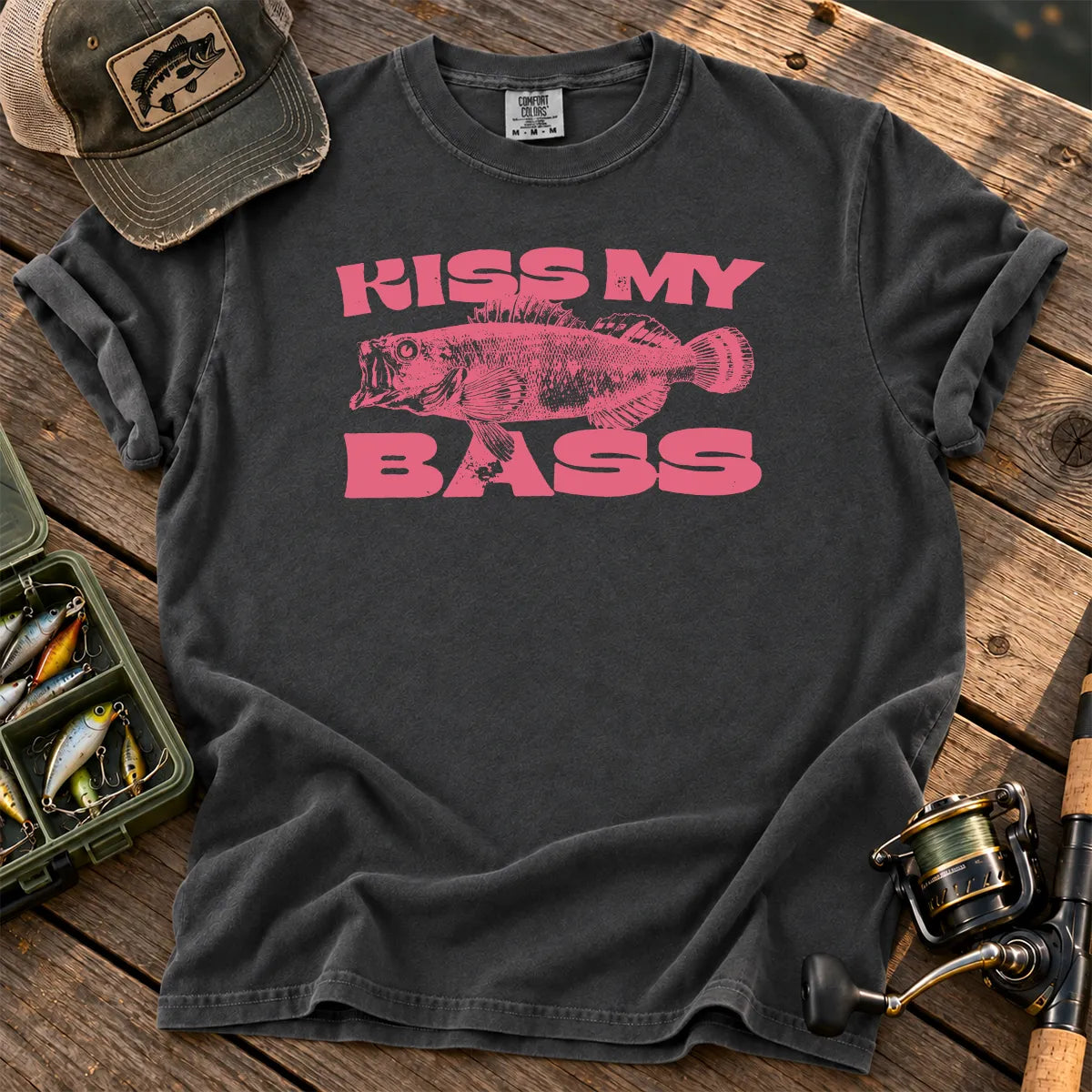 Kiss My Bass Pink T-Shirt in Pepper