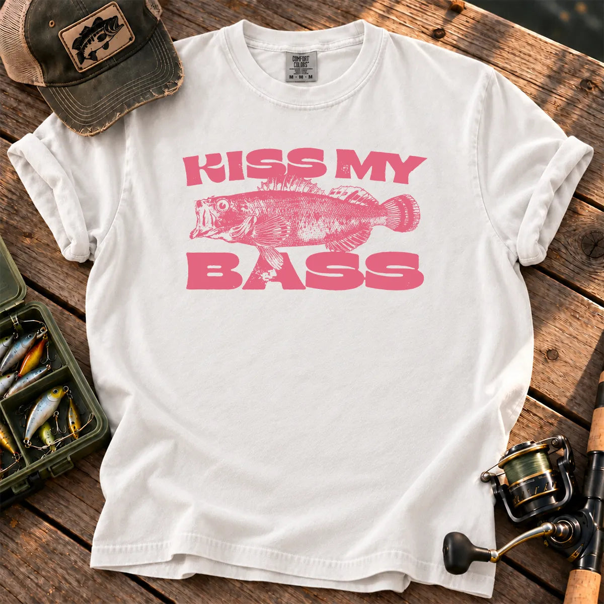 Kiss My Bass Pink T-Shirt in White