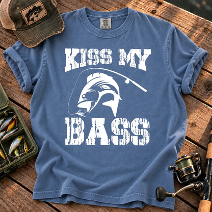 Kiss My Bass Skeleton T-Shirt in Blue Jean