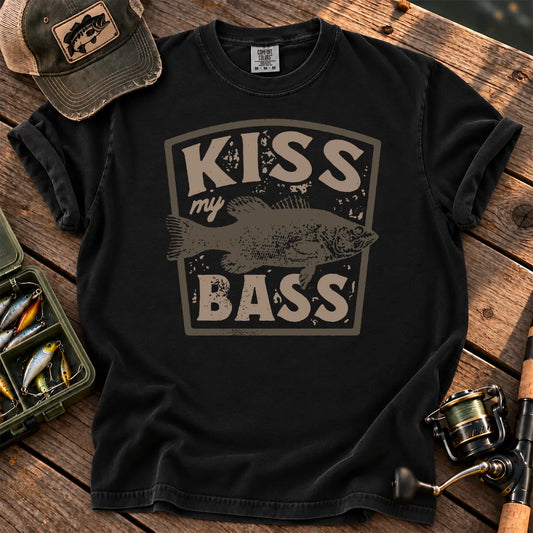 Kiss My Bass Vintage Badge T-Shirt in Black