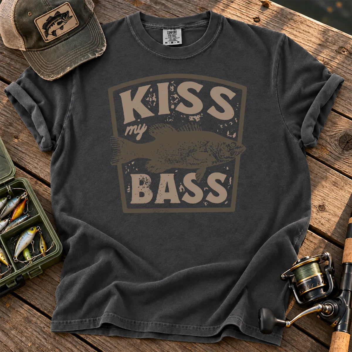 Kiss My Bass Vintage Badge T-Shirt in Pepper
