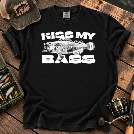 Kiss My Bass White T-Shirt in Black