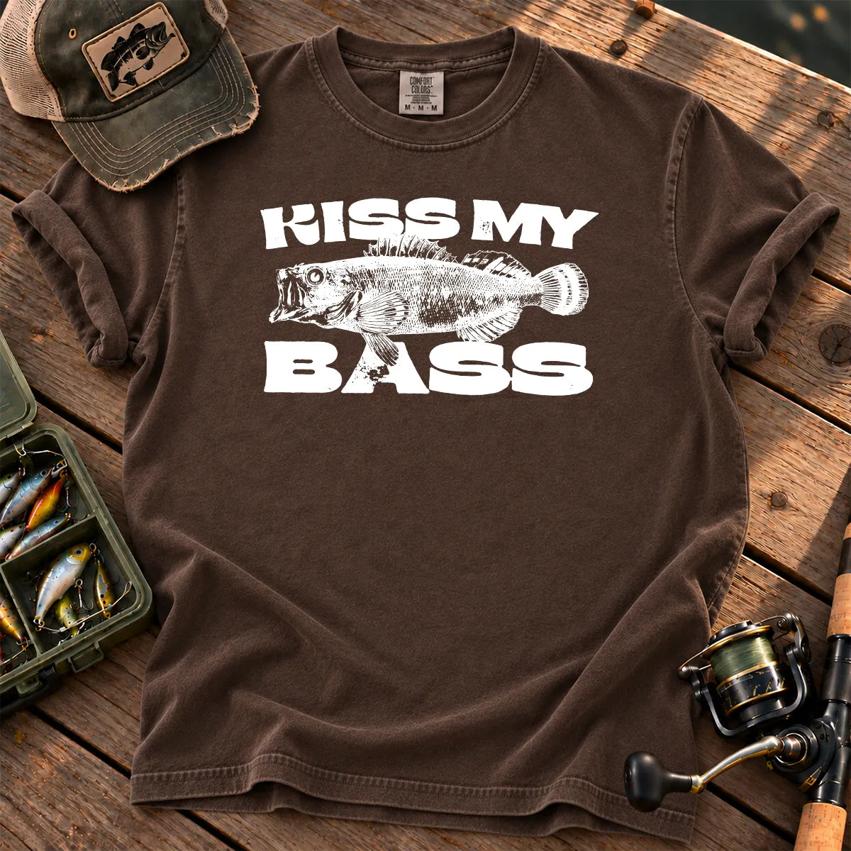 Kiss My Bass White T-Shirt in Espresso