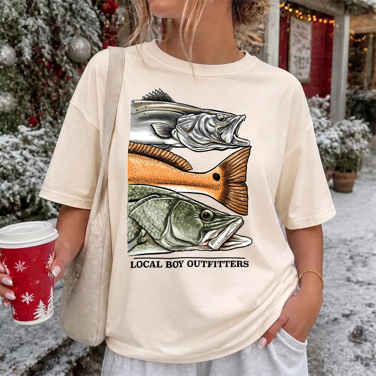 Local Boy Fish Species T-Shirt Women model in Ivory