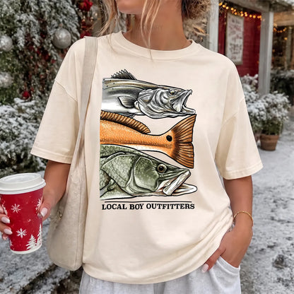 Local Boy Fish Species T-Shirt Women model in Ivory