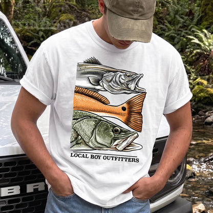 Local Boy Fish Species T-Shirt Men model in White