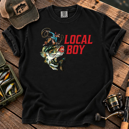 Local Boy Fishing T-Shirt in Black
