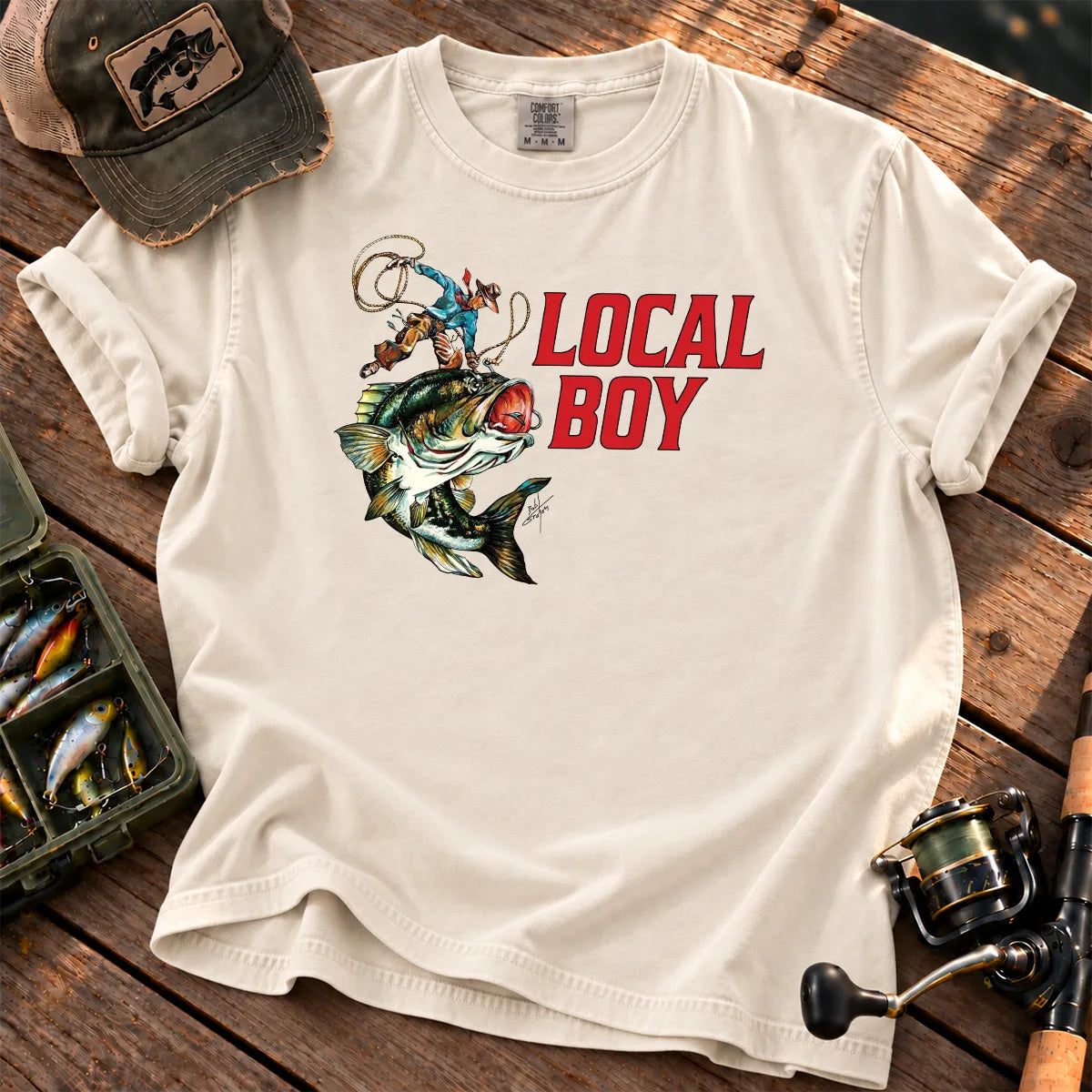 Local Boy Fishing T-Shirt in Ivory