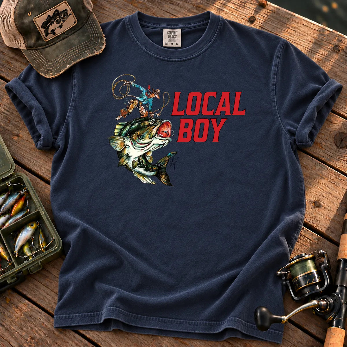 Local Boy Fishing T-Shirt in True Navy