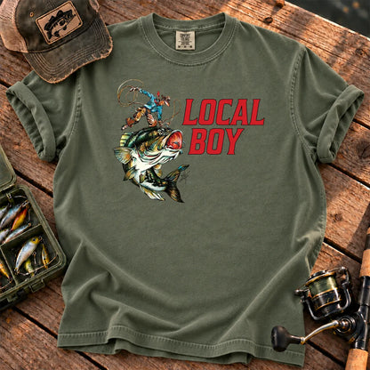 Local Boy Fishing T-Shirt in Moss