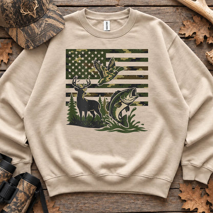 Local Southern Boy American Flag Outdoors Sweatshirt in Sand