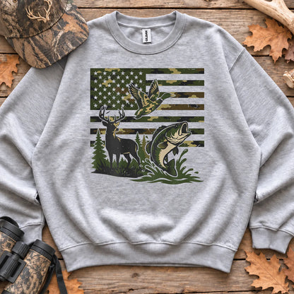 Local Southern Boy American Flag Outdoors Sweatshirt in Sport Grey