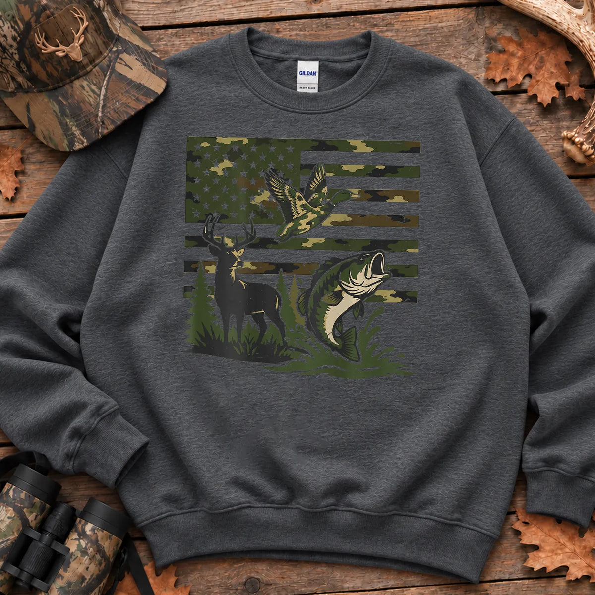 Local Southern Boy American Flag Outdoors Sweatshirt in Dark Heather