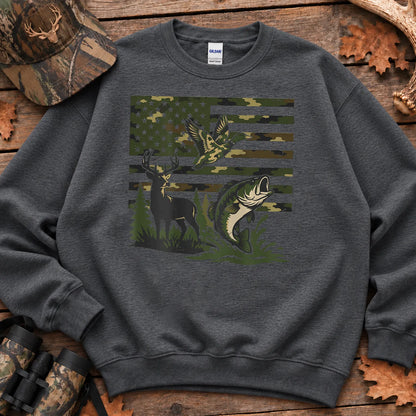 Local Southern Boy American Flag Outdoors Sweatshirt in Dark Heather
