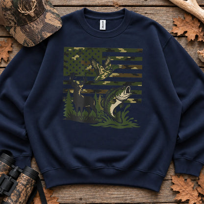 Local Southern Boy American Flag Outdoors Sweatshirt in Navy