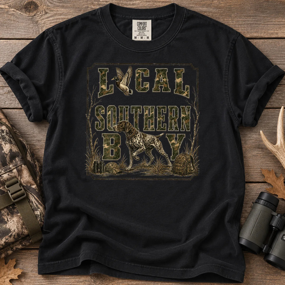 Local Southern Boy Duck Hunting T-Shirt in Black