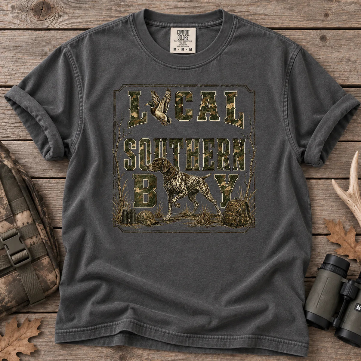 Local Southern Boy Duck Hunting T-Shirt in Pepper