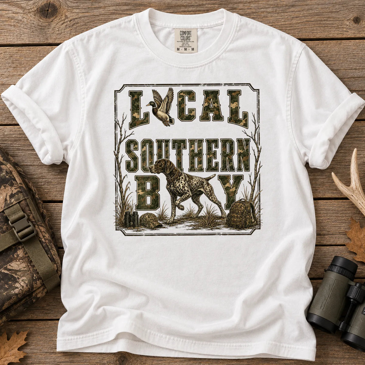 Local Southern Boy Duck Hunting T-Shirt in White