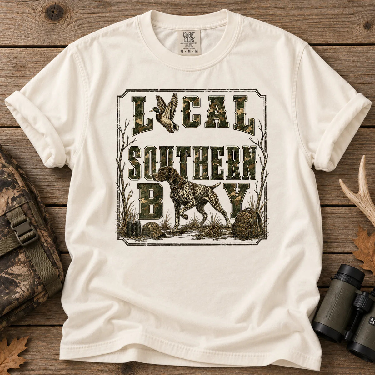 Local Southern Boy Duck Hunting T-Shirt in Ivory
