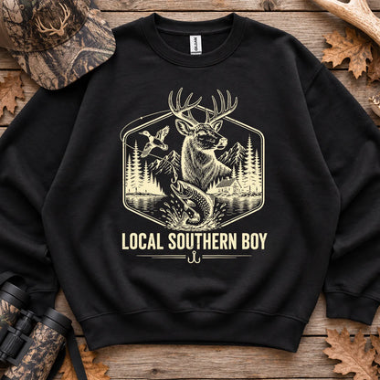 Local Southern Boy Hunting and Fishing Sweatshirt in Black
