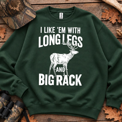 Long Legs and Big Rack Deer Sweatshirt in Forest Green
