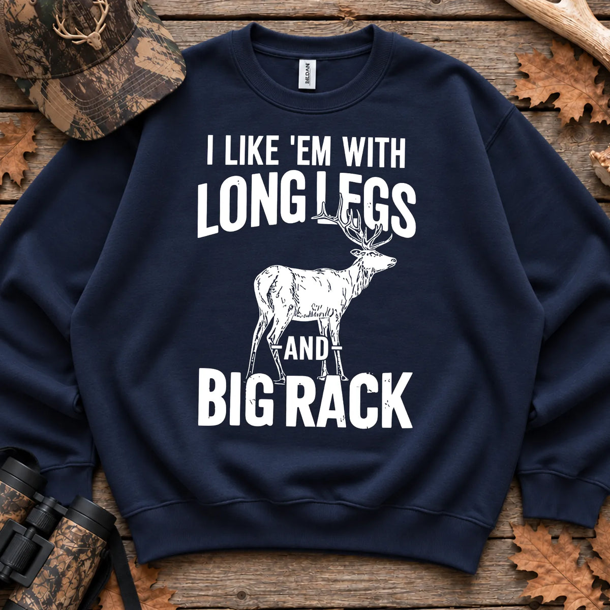 Long Legs and Big Rack Deer Sweatshirt in Navy