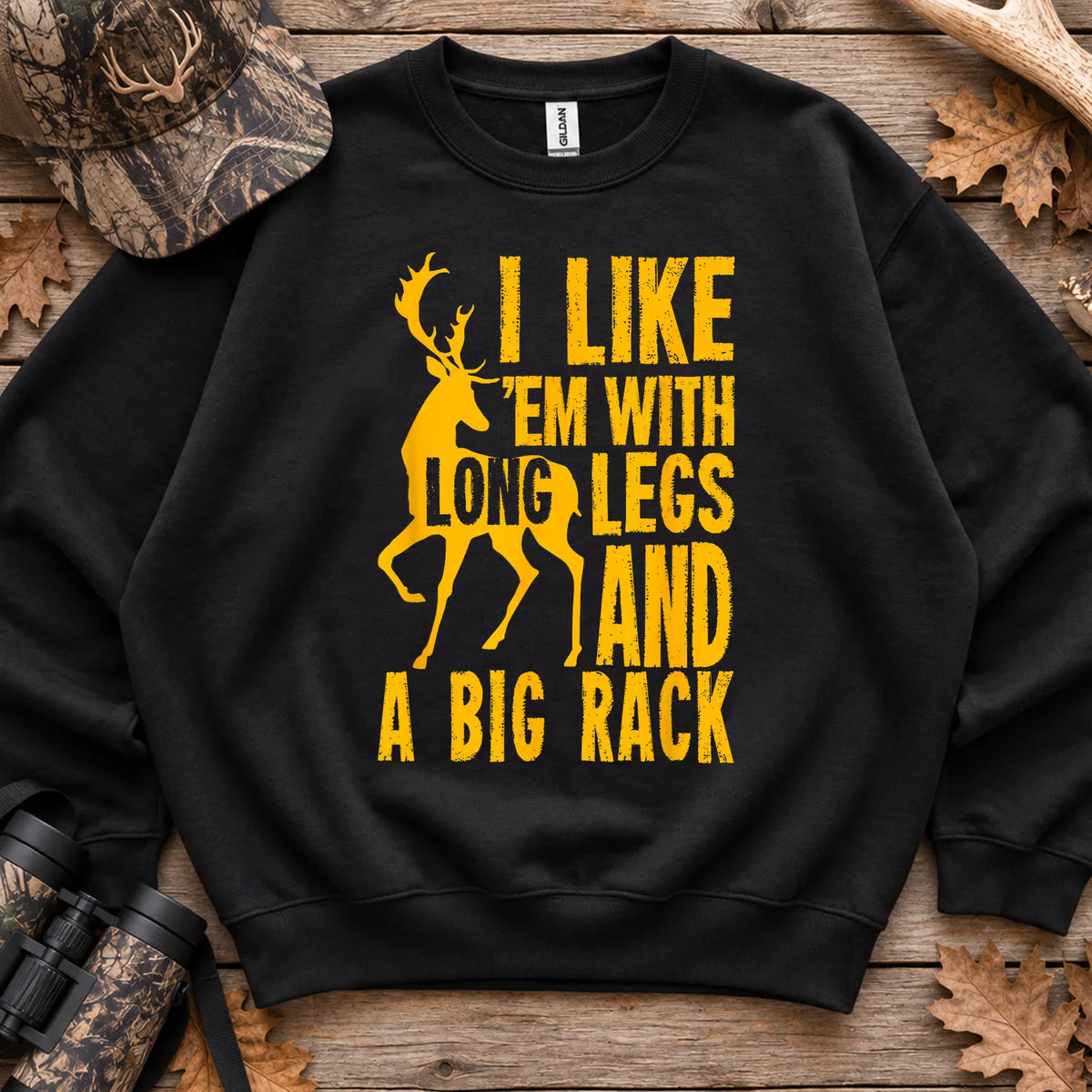 Long Legs and Big Rack Hunter Sweatshirt in Black