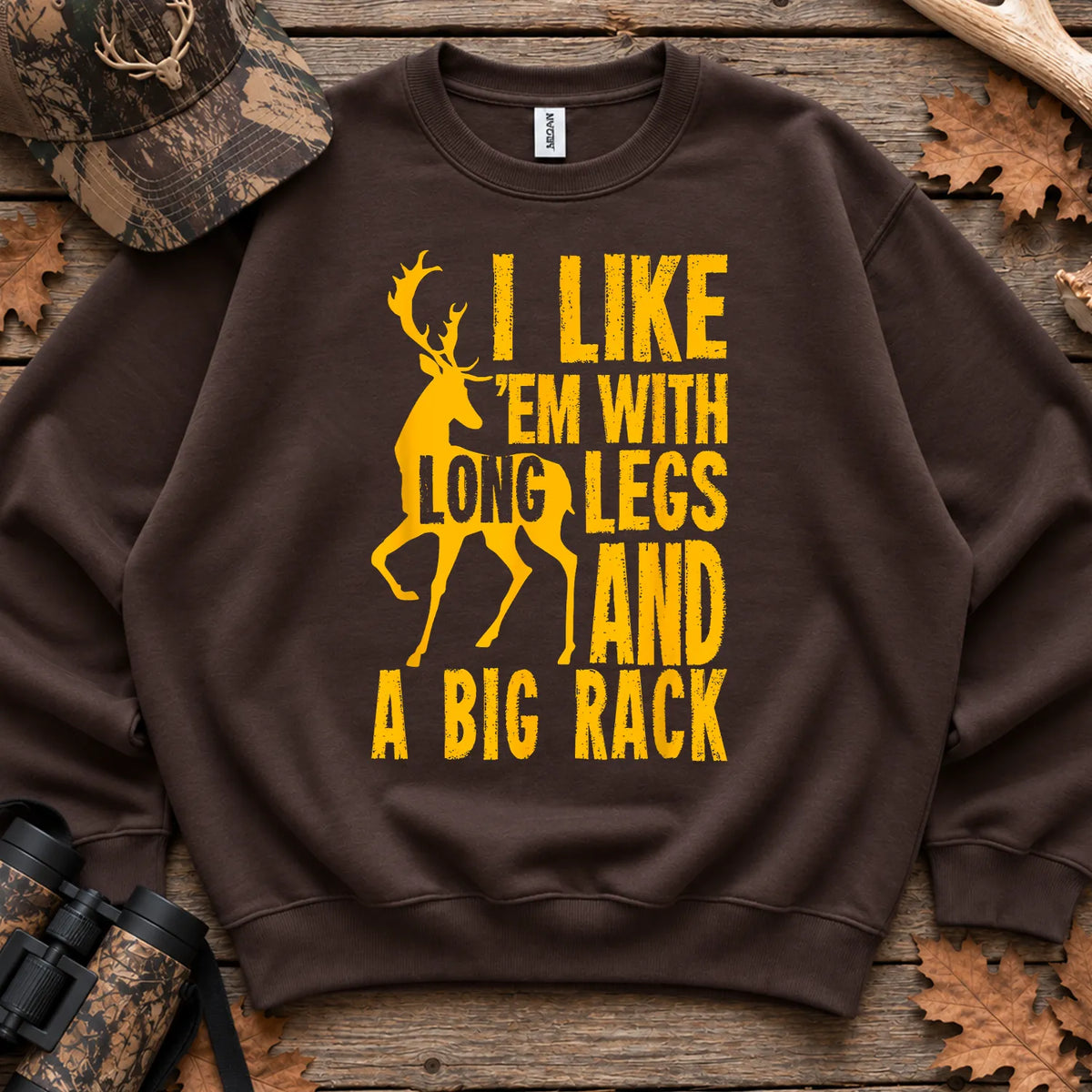 Long Legs and Big Rack Hunter Sweatshirt in Dark Chocolate