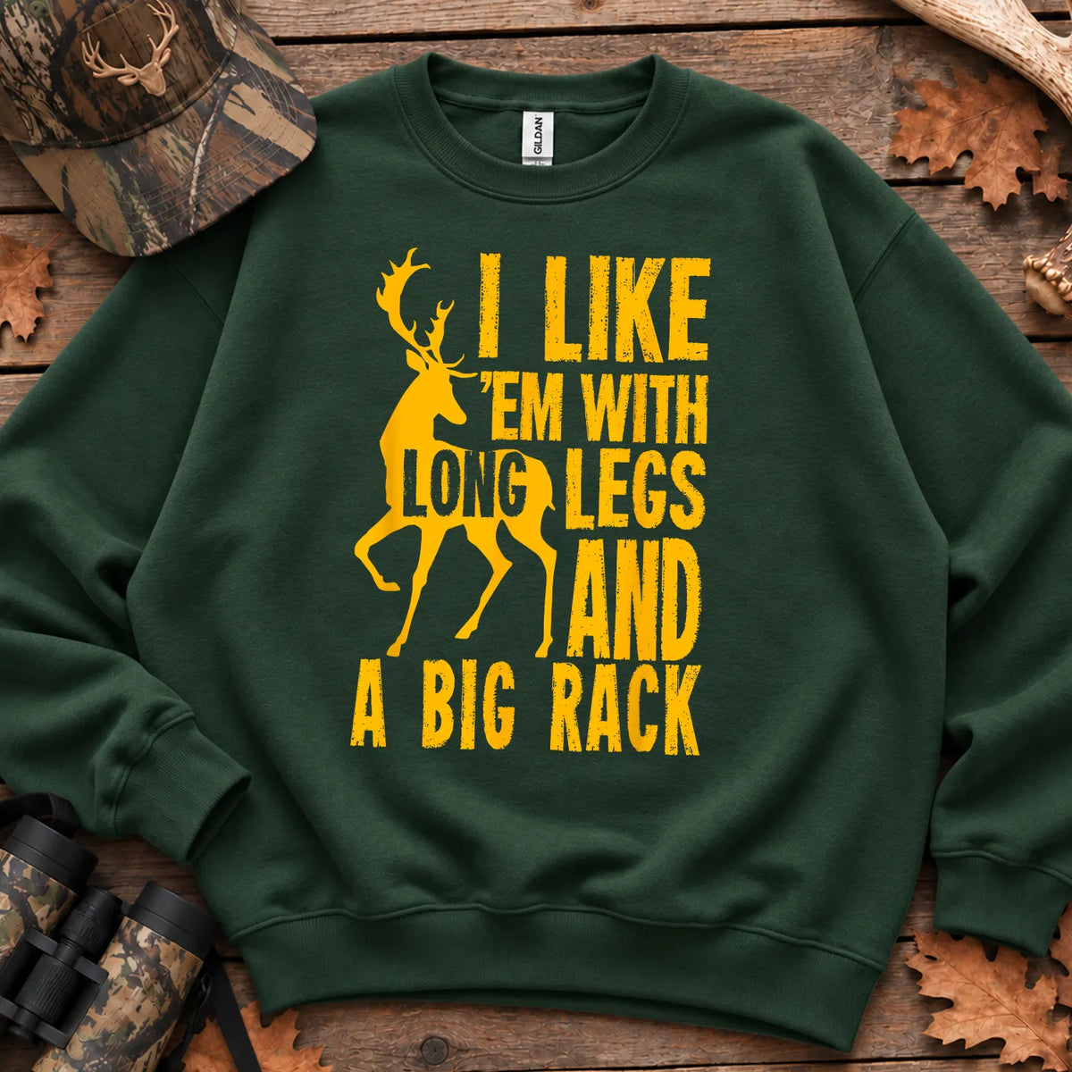Long Legs and Big Rack Hunter Sweatshirt in Forest Green