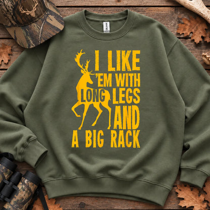 Long Legs and Big Rack Hunter Sweatshirt in Military Green