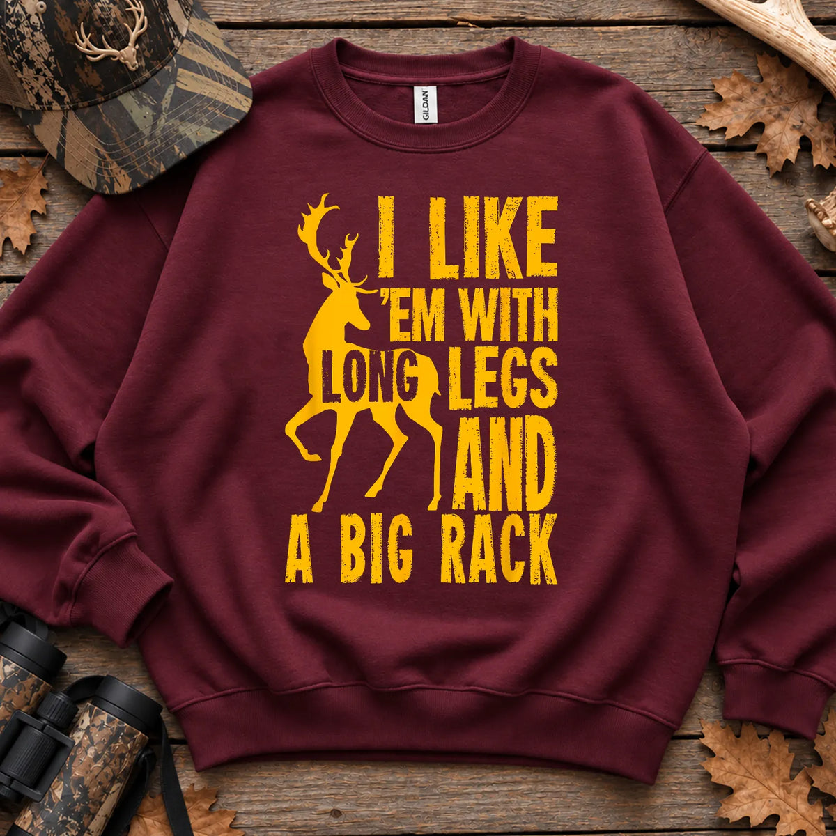 Long Legs and Big Rack Hunter Sweatshirt in Maroon