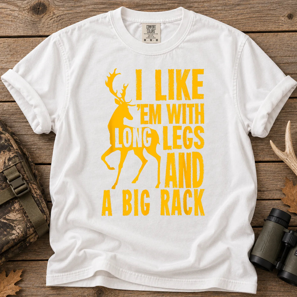 Long Legs Big Rack Deer T-Shirt in White