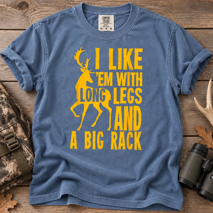 Long Legs Big Rack Deer T-Shirt in Blue Jean
