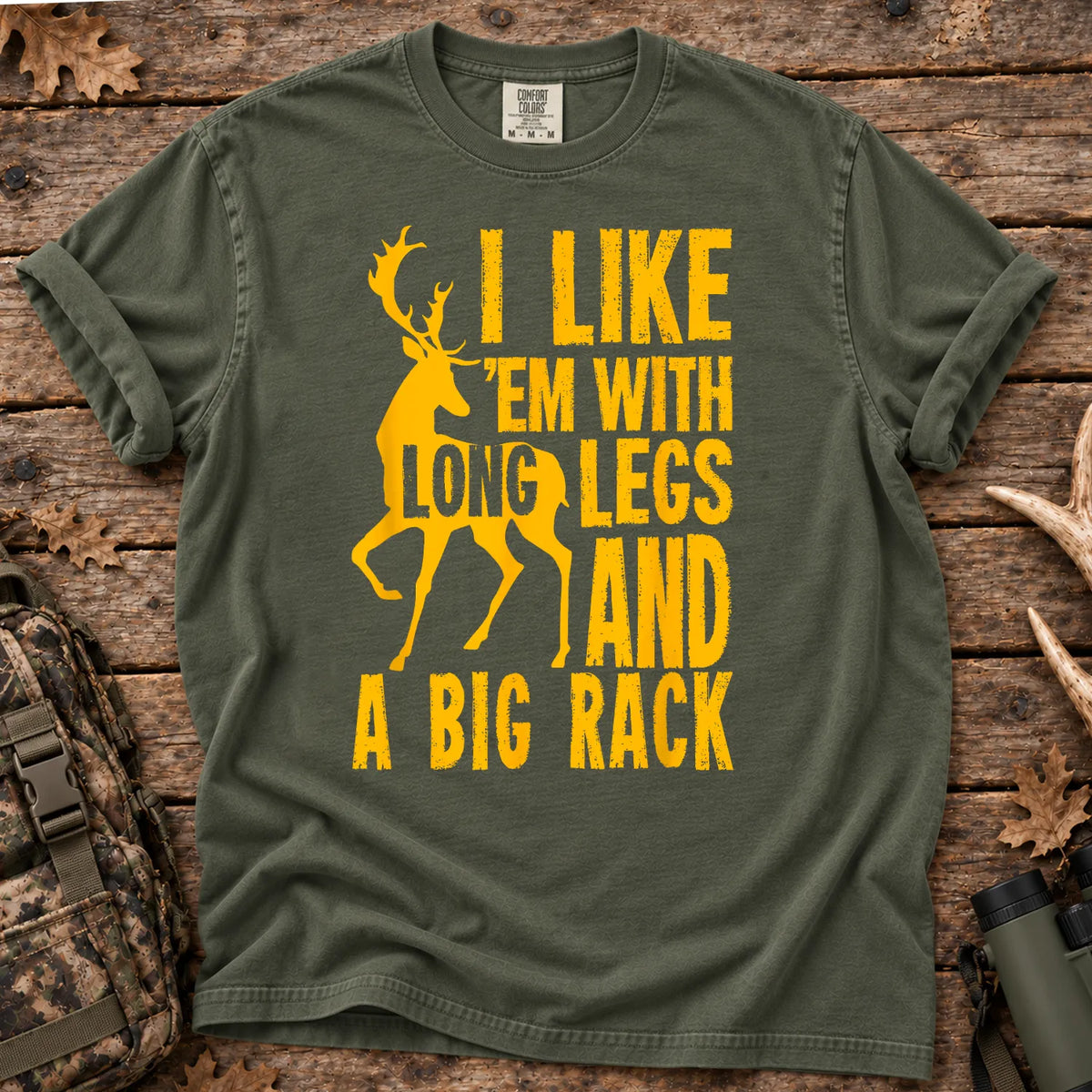 Long Legs Big Rack Deer T-Shirt in Moss