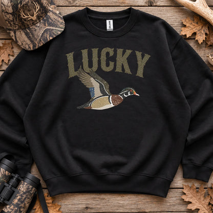 Lucky Duck Retro Sweatshirt in Black