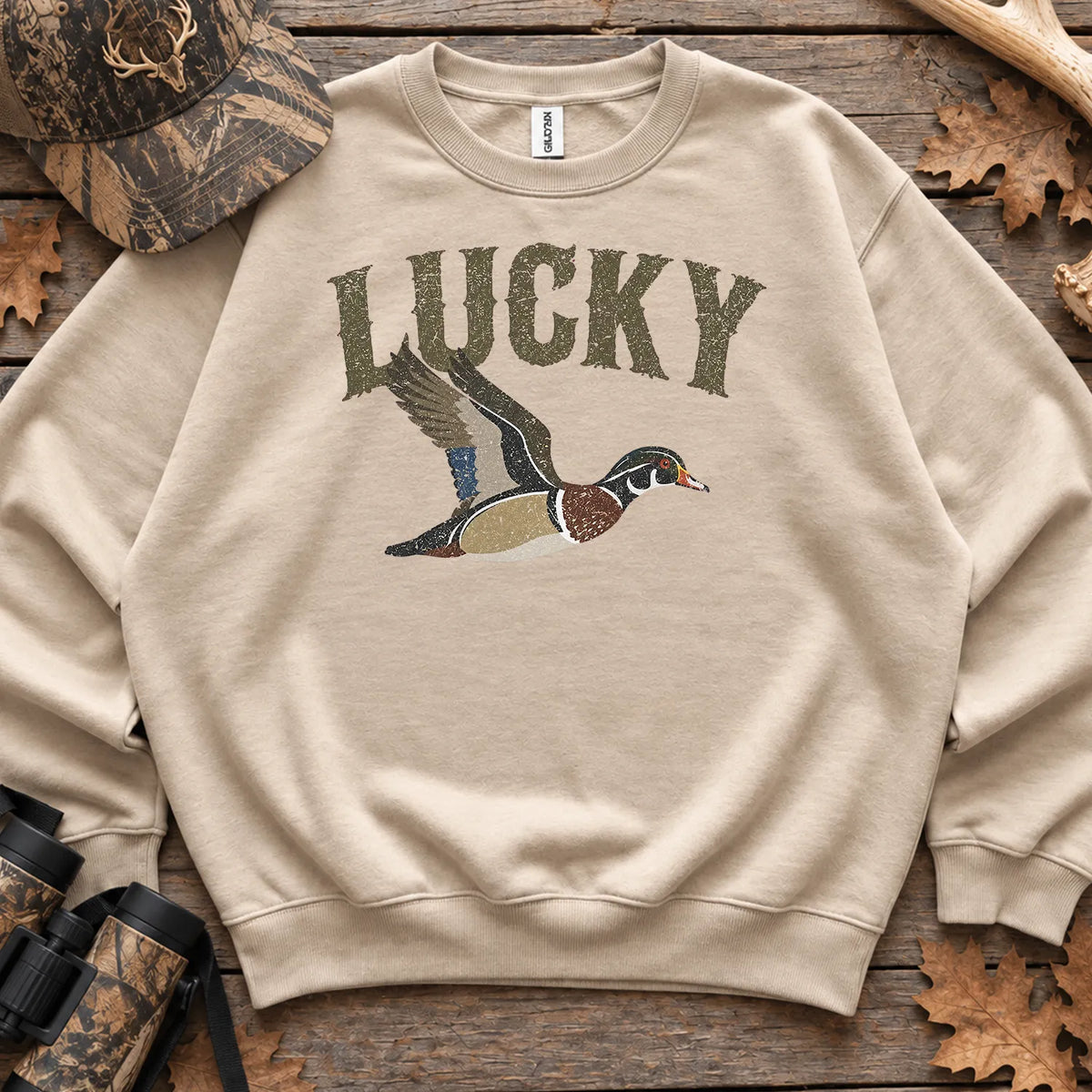 Lucky Duck Retro Sweatshirt in Sand