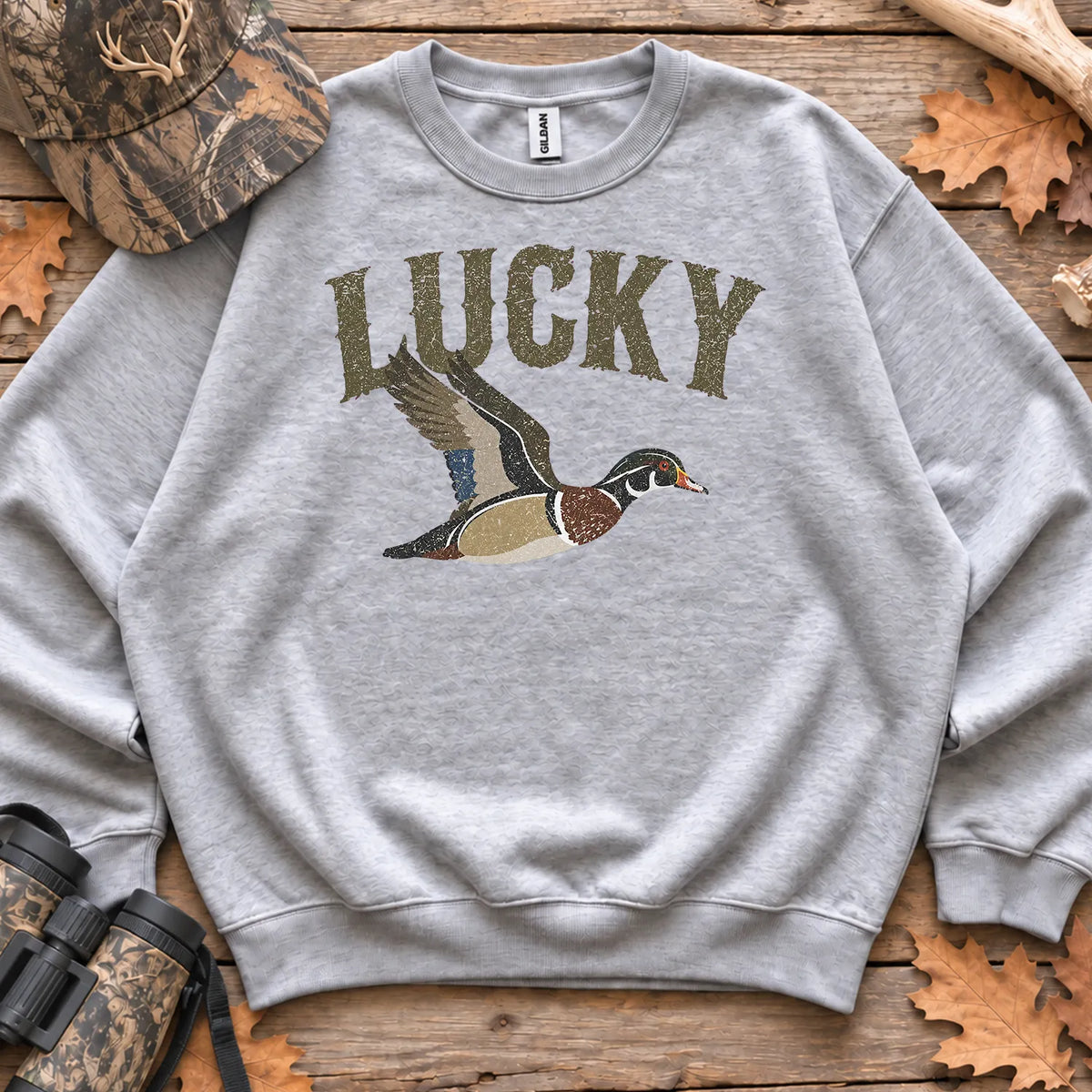 Lucky Duck Retro Sweatshirt in Sport Grey