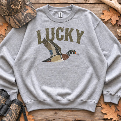 Lucky Duck Retro Sweatshirt in Sport Grey