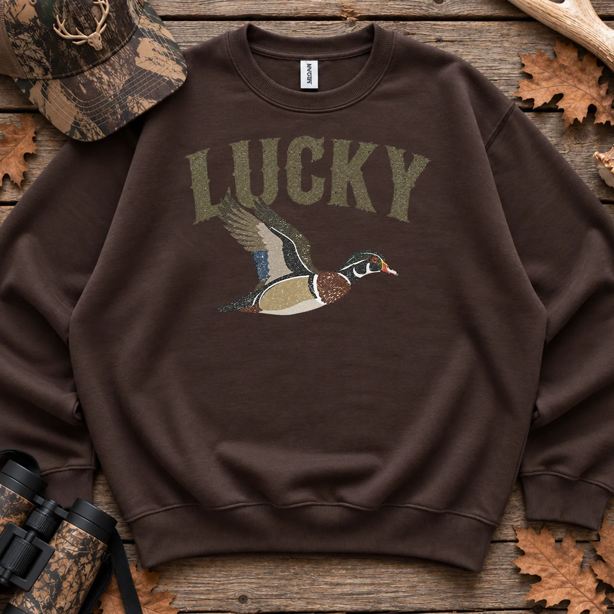 Lucky Duck Retro Sweatshirt in Dark Chocolate