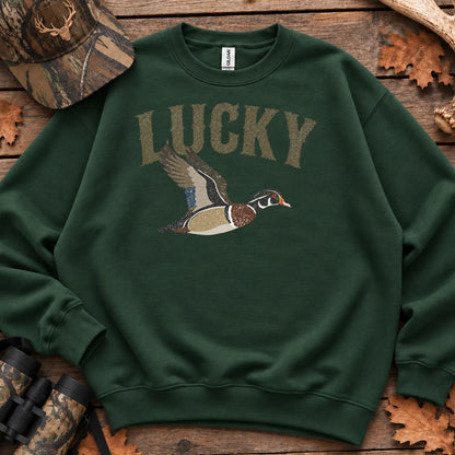 Lucky Duck Retro Sweatshirt in Forest Green