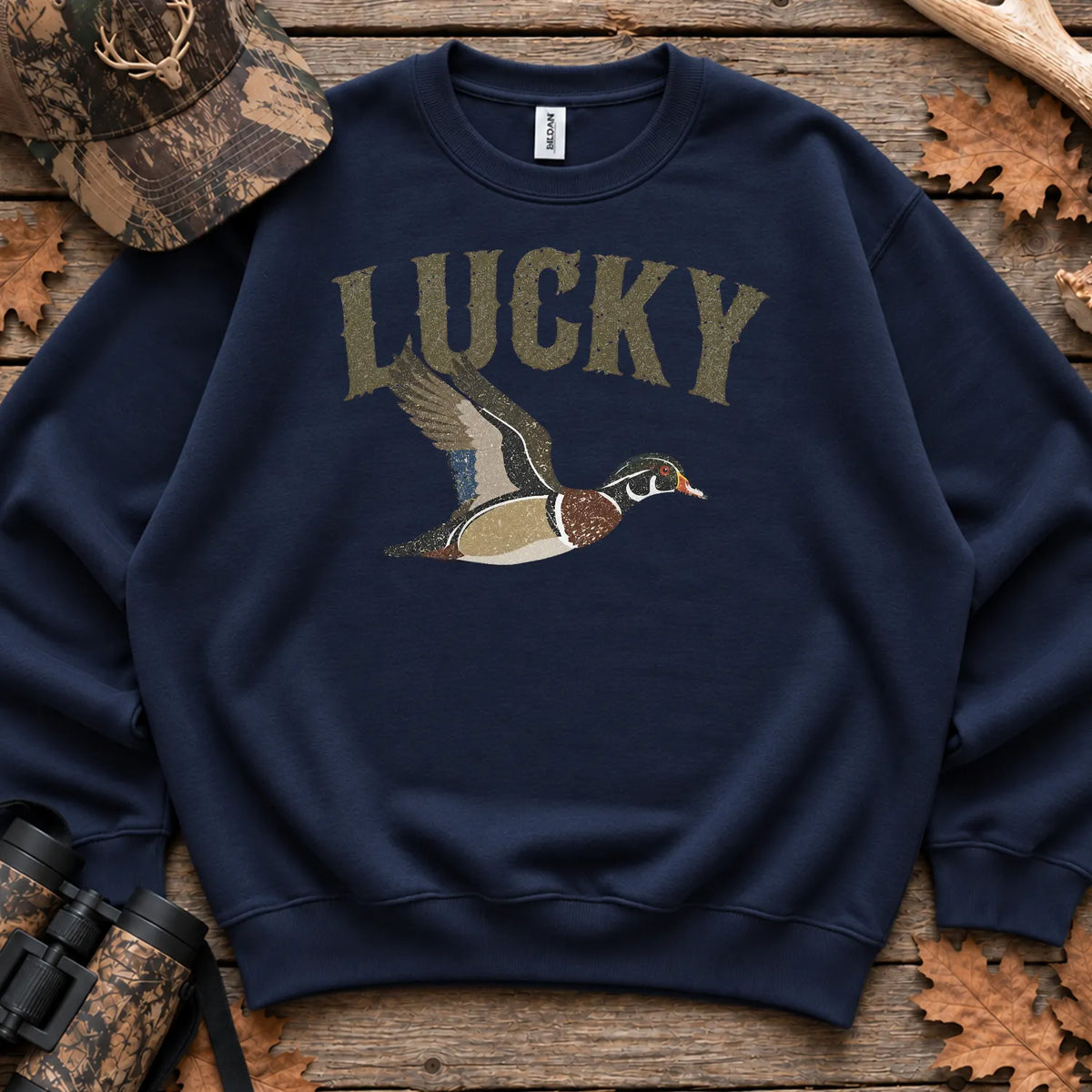 Lucky Duck Retro Sweatshirt in Navy