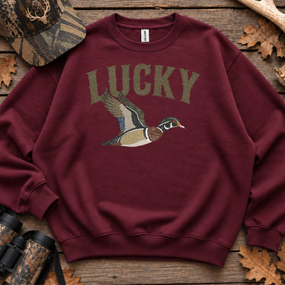 Lucky Duck Retro Sweatshirt in Maroon