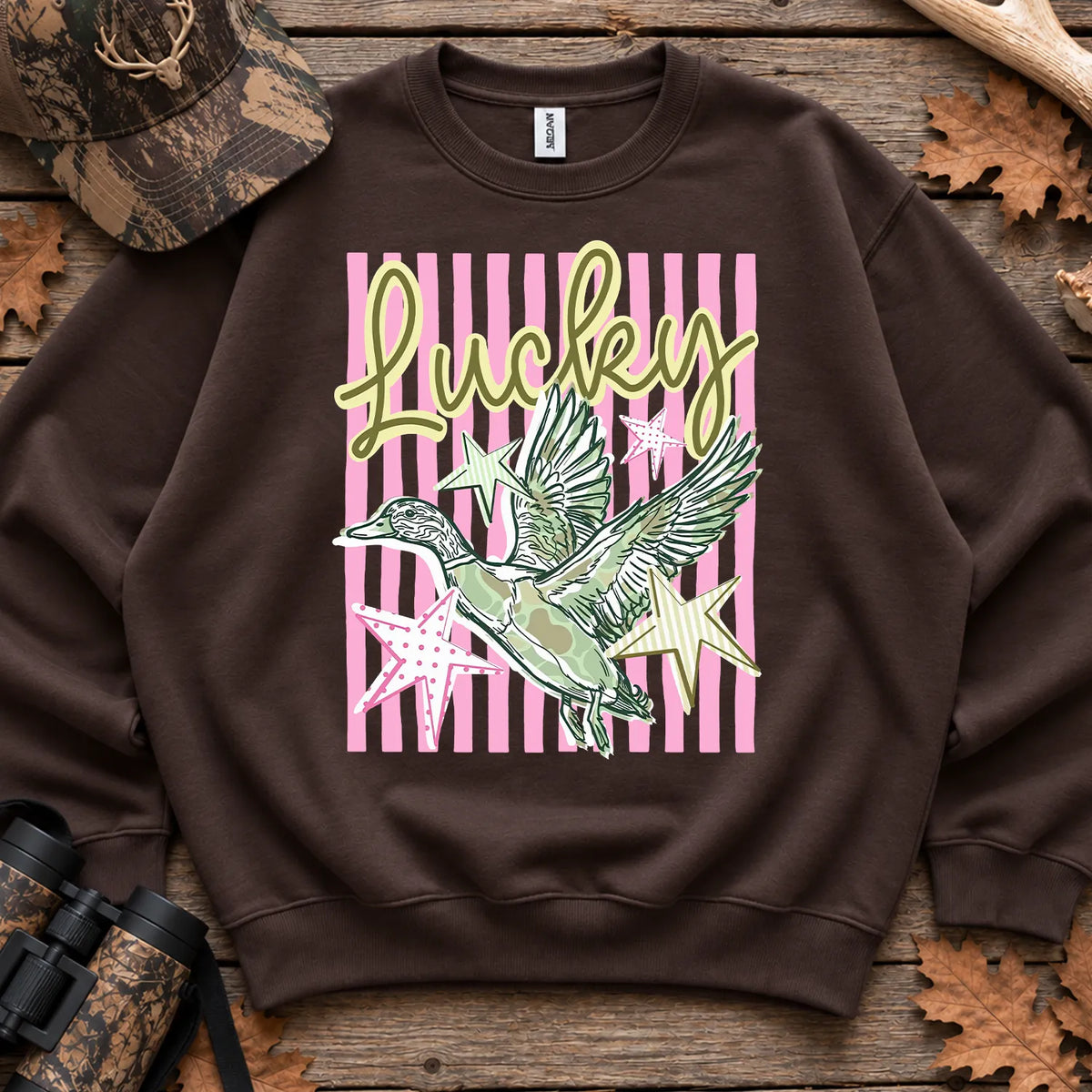 Lucky Duck Striped Sweatshirt in Dark Chocolate