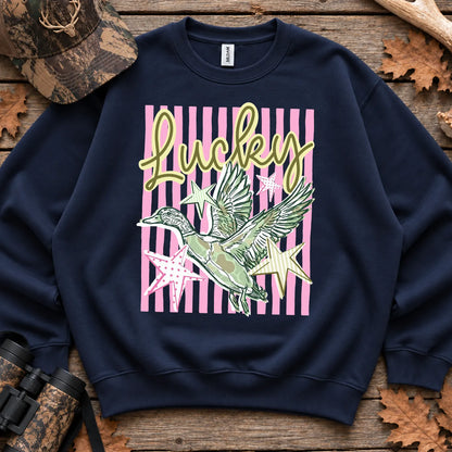 Lucky Duck Striped Sweatshirt in Navy