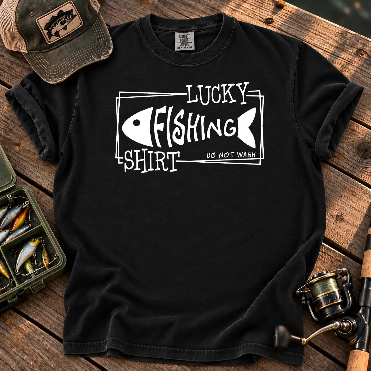 Lucky Fishing T-Shirt in Black