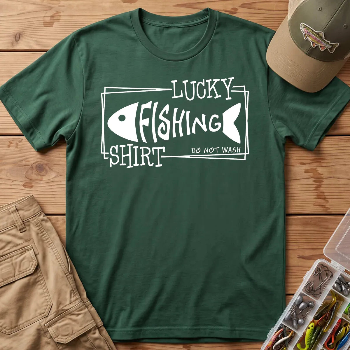 Lucky Fishing T-Shirt in Forest Green