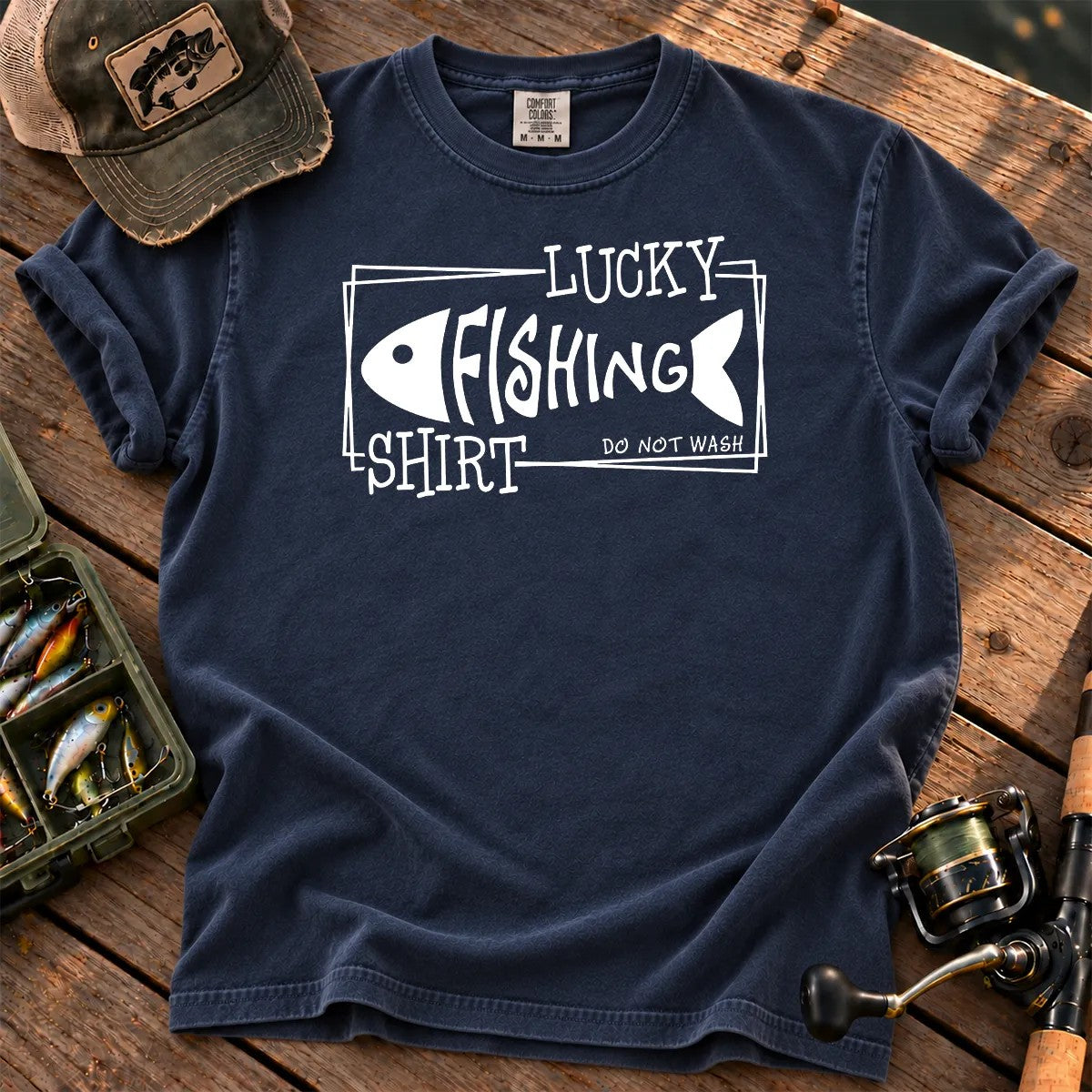 Lucky Fishing T-Shirt in True Navy
