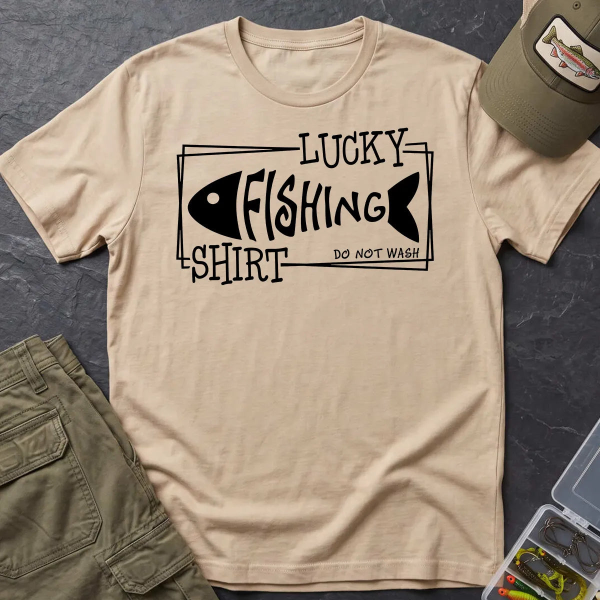 Lucky Fishing T-Shirt in Sand
