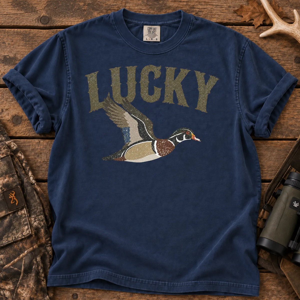 Lucky Mallard Duck T-Shirt in True Navy